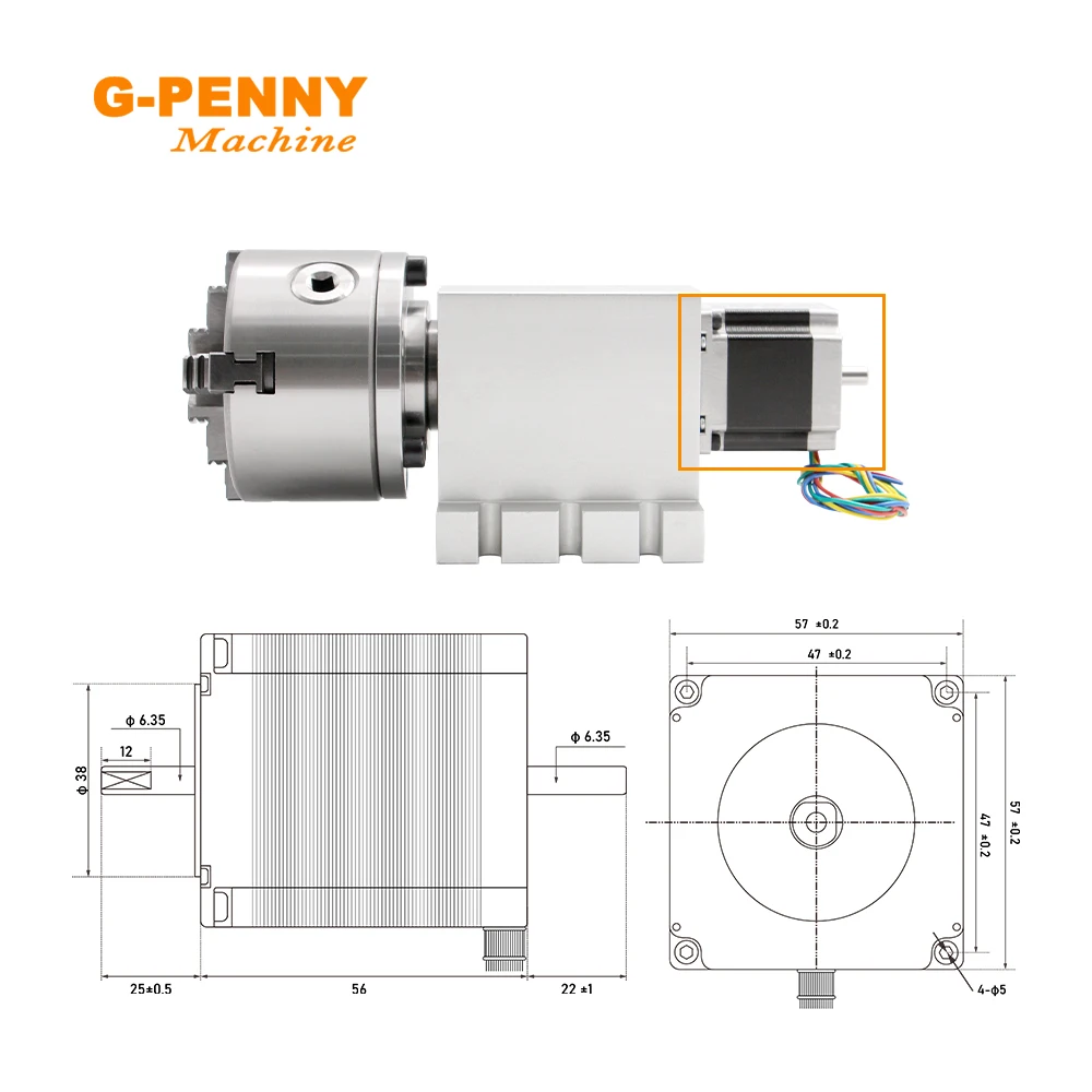 NEMA23 3/4Jaw 4th Axis 100mm Tailstoc CNC dividing head/Rotation/A axis kit