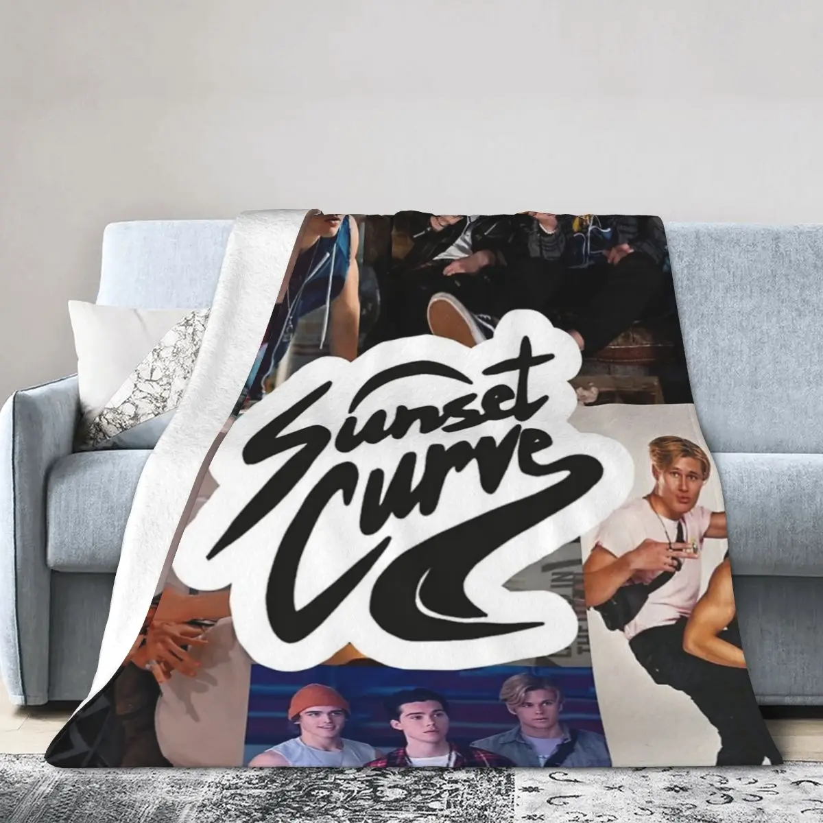 

Flannel Throw Blanket Sunset Curve Collage From JATP Blankets Soft Bedspread Warm Plush Blanket for Bed Picnic Travel Home Sofa