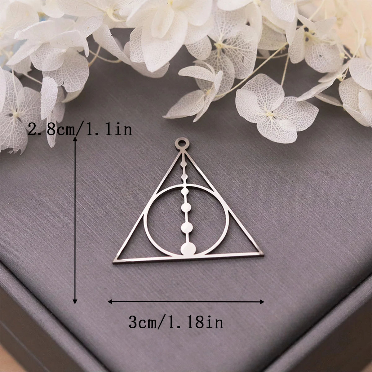 3pcs Stainless Steel Charms Hallows Deathly Pendants For DIY Jewelry Making Bracelet Necklace Handmade Craft