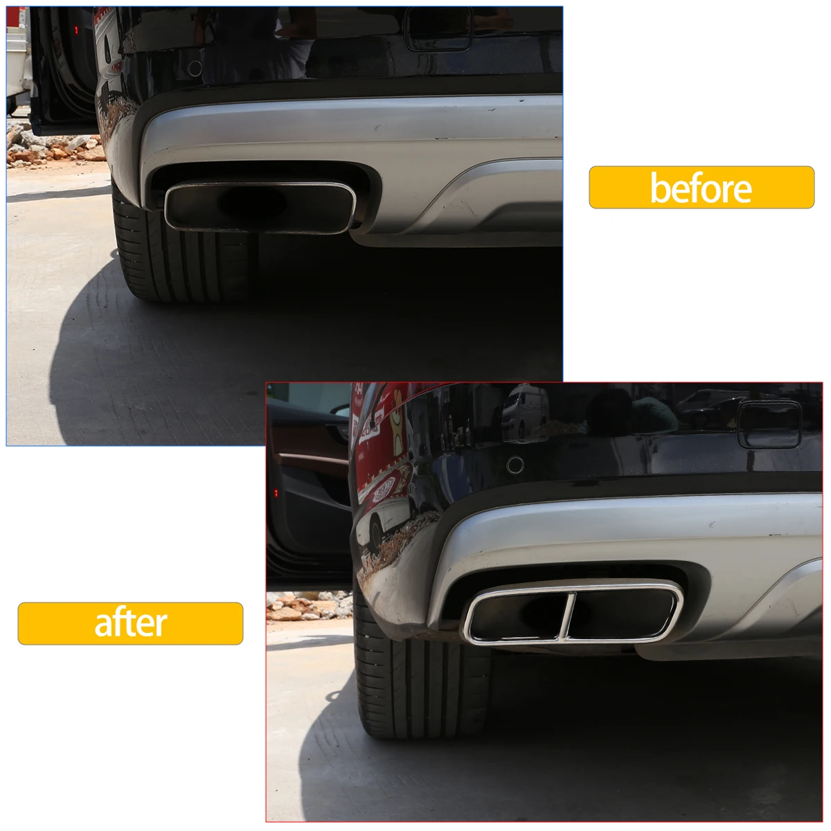 For 2016-2019 Audi Q7 4M stainless steel black car rear exhaust tail pipe cover muffler decoration car exterior accessories