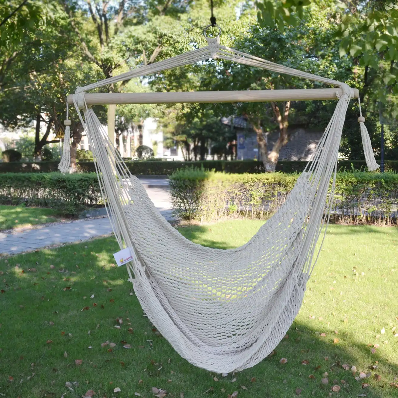 

Hanging Swing Cotton Rope Hammock Chair Patio Porch Garden Outdoor