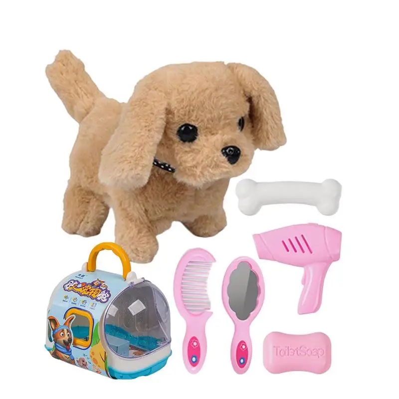 Hopping Bunny Spielzeug Niedlich Elektrische Kaninchen Hund Plüsch Spielzeug Kit Mit Tier Lebensmittel Bunny Hund Puppe Pet Spielzeug Für Kinder spielen Mate Spielzeug