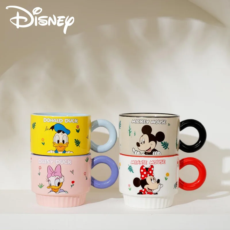 Taza bonita de Mickey Minnie de Disney, Taza de cerámica con margaritas y Pato Donald de dibujos animados, taza de leche, caja de regalo para el hogar, regalos para amigos