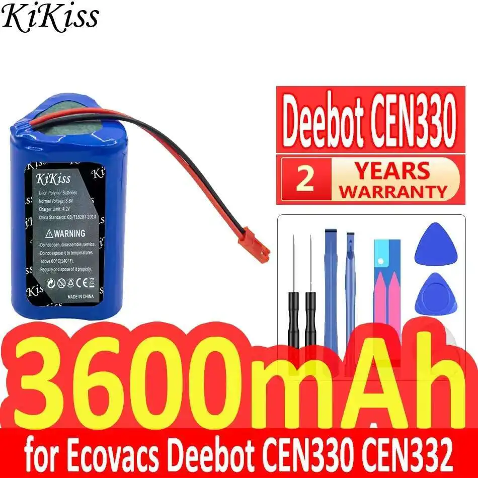 

Батарея для робота-пылесоса 3600 мАч, замена премиум-класса для Ecovacs Deebot Deepoo CEN330 CEN332, интерфейс Jst робота