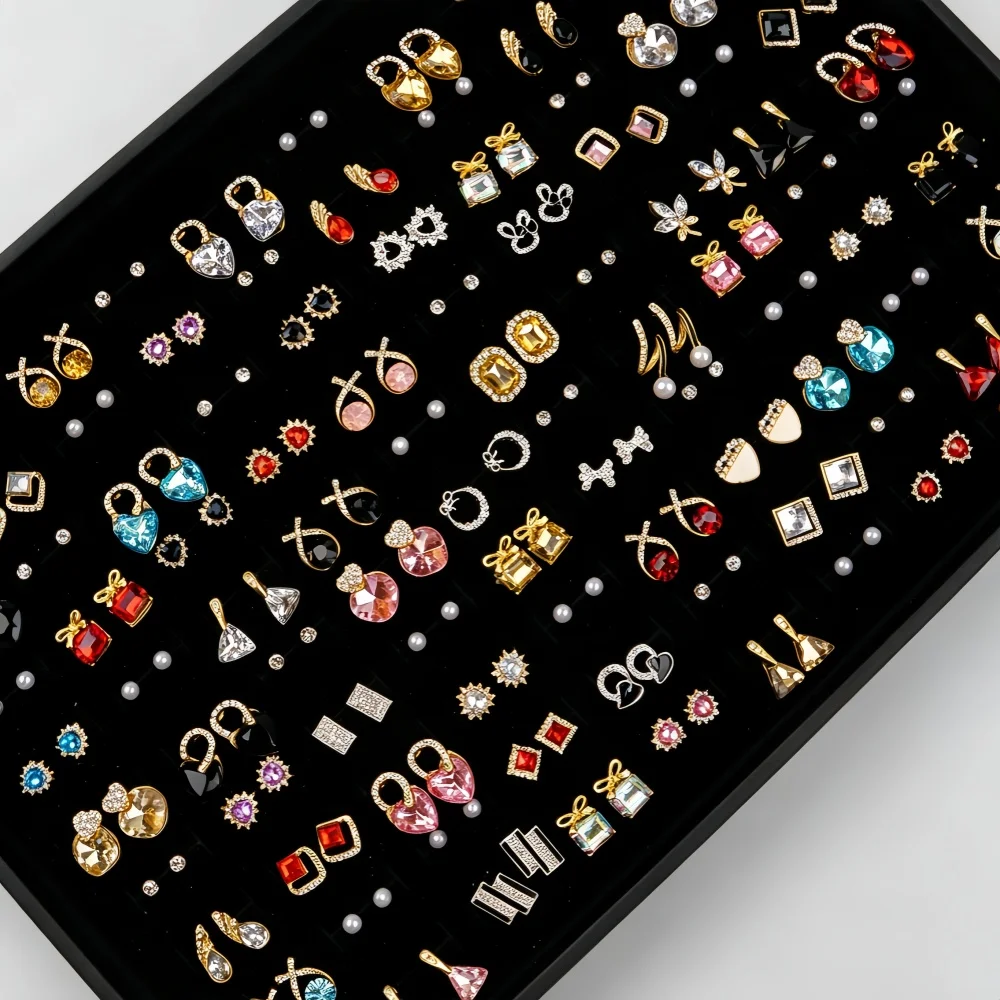 10/20Sets/Lot Fashion Small Stud Earrings For Women Imitation Pearl Rhinestone Hollow Flower Butterfly Mix Jewelry Daily Party