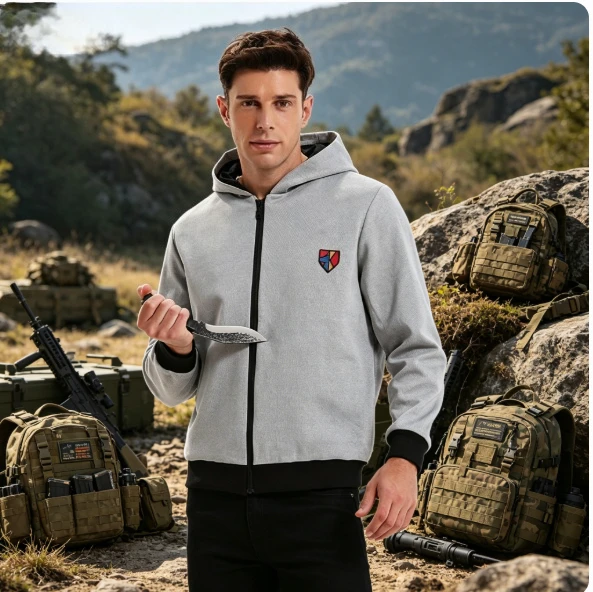TOWEX High Performance Materials Cut-Resistant Concealed Hoodie, Men's Anti-Stab Tactical Sweatshirt For Security