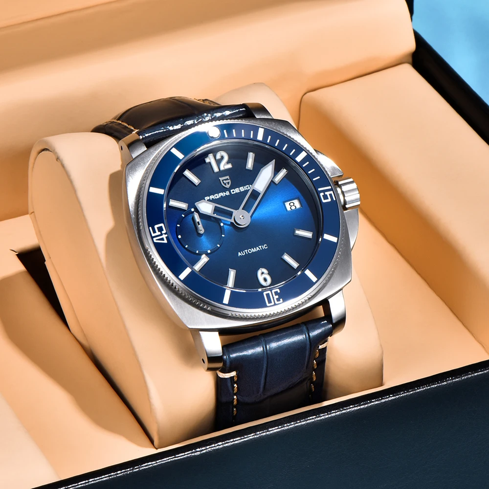 جديد PAGANI تصميم الغوص ساعة رياضية جلدية أعلى الميكانيكية التلقائية ووتش للماء الفولاذ المقاوم للصدأ الياقوت الساعات للرجل #3