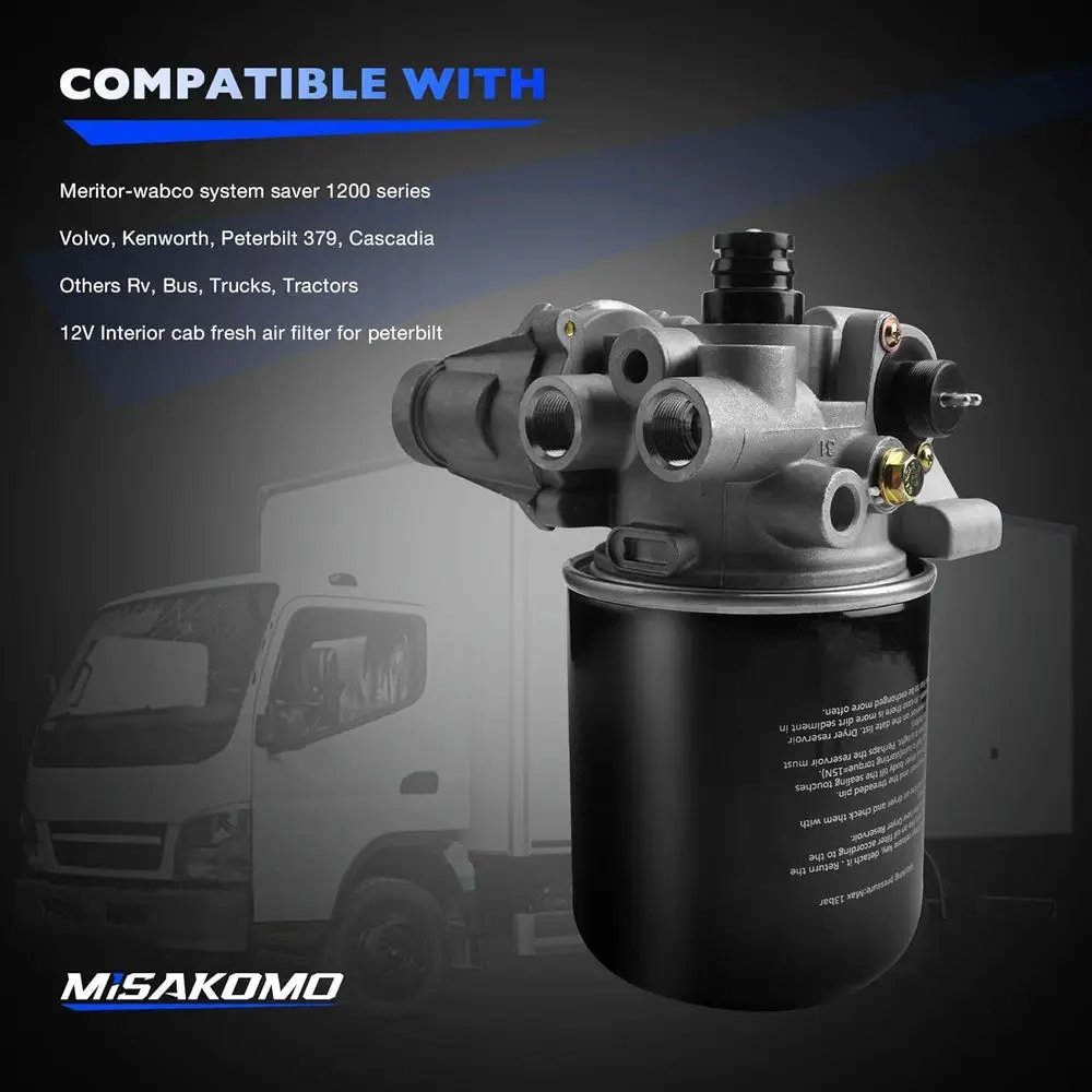 R955205 Car Air Clean Dryer, Compatible with Meritor-Wabco System Saver 1200 Wabco SS1200 Volvo Kenworth Cascadia Peterbilt RV B