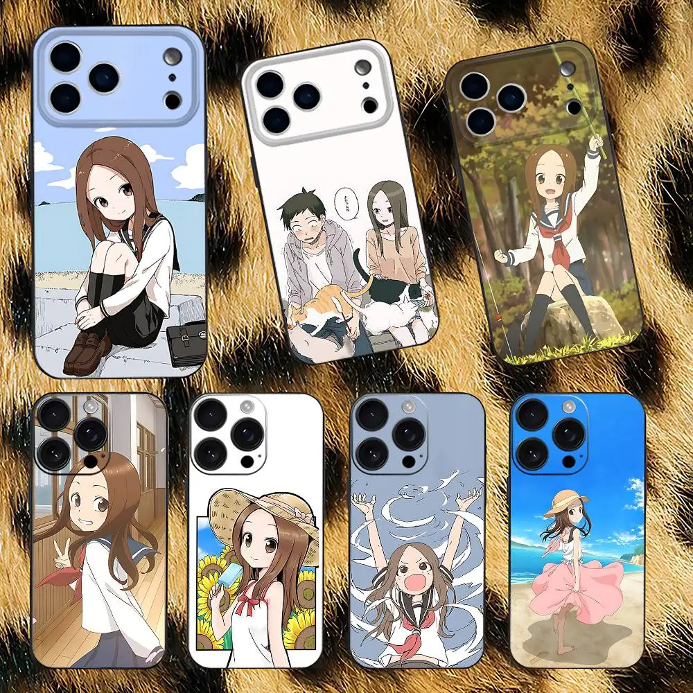 

KarakaiS Jozu no Takagi San Phone Case For iPhone 17,16,15,14,13,12,11,Pro,XS,Max,XR,Plus,E,SE4,Mini Black Soft Cover
