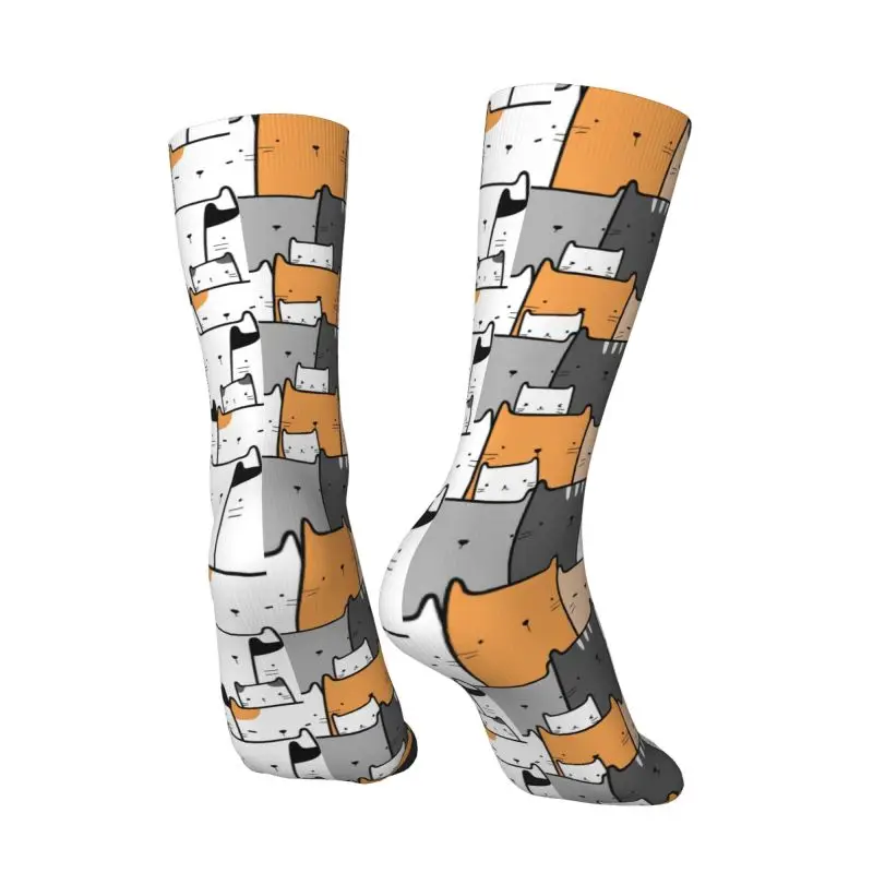 3D Cartoon Cat Pattern Socks para homens e mulheres, meias esportivas quentes, gatinho bonito, meias de basquete, legal