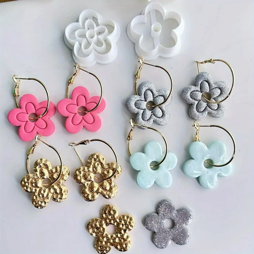 Spring Flower Stud Plastic Clay Cutters Multiple Spring Flower Cutters Cutting Mold for DIY Earring Making 3d Printed Clay Tools