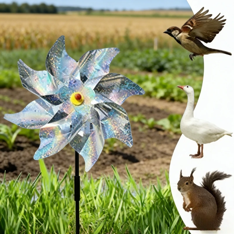 

Windmill Bird Repellent Reflective Spinner Pinwheels Outdoor Bird Scaring Device For Garden Orchard Lawn Yard Decor Protection