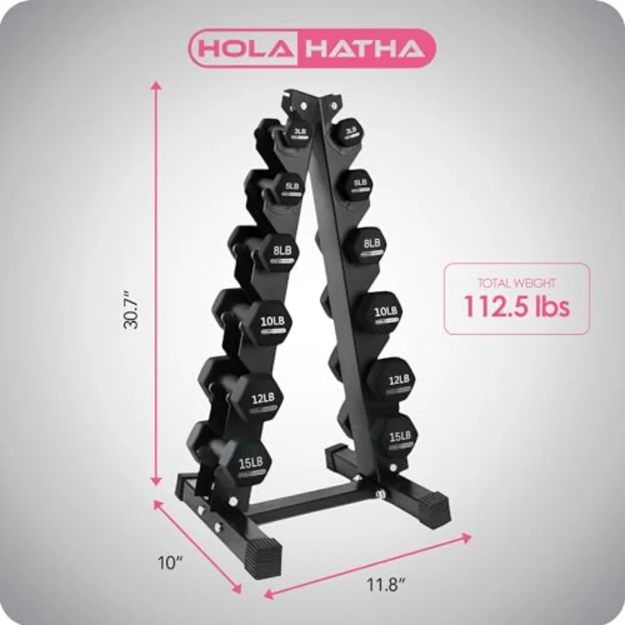 3 5 8 10 12 و 15 رطل من النيوبرين المطلي بقبضة سداسية مجموعة أوزان الدمبل مع حامل تخزين متكامل للمنزل الفعال #3