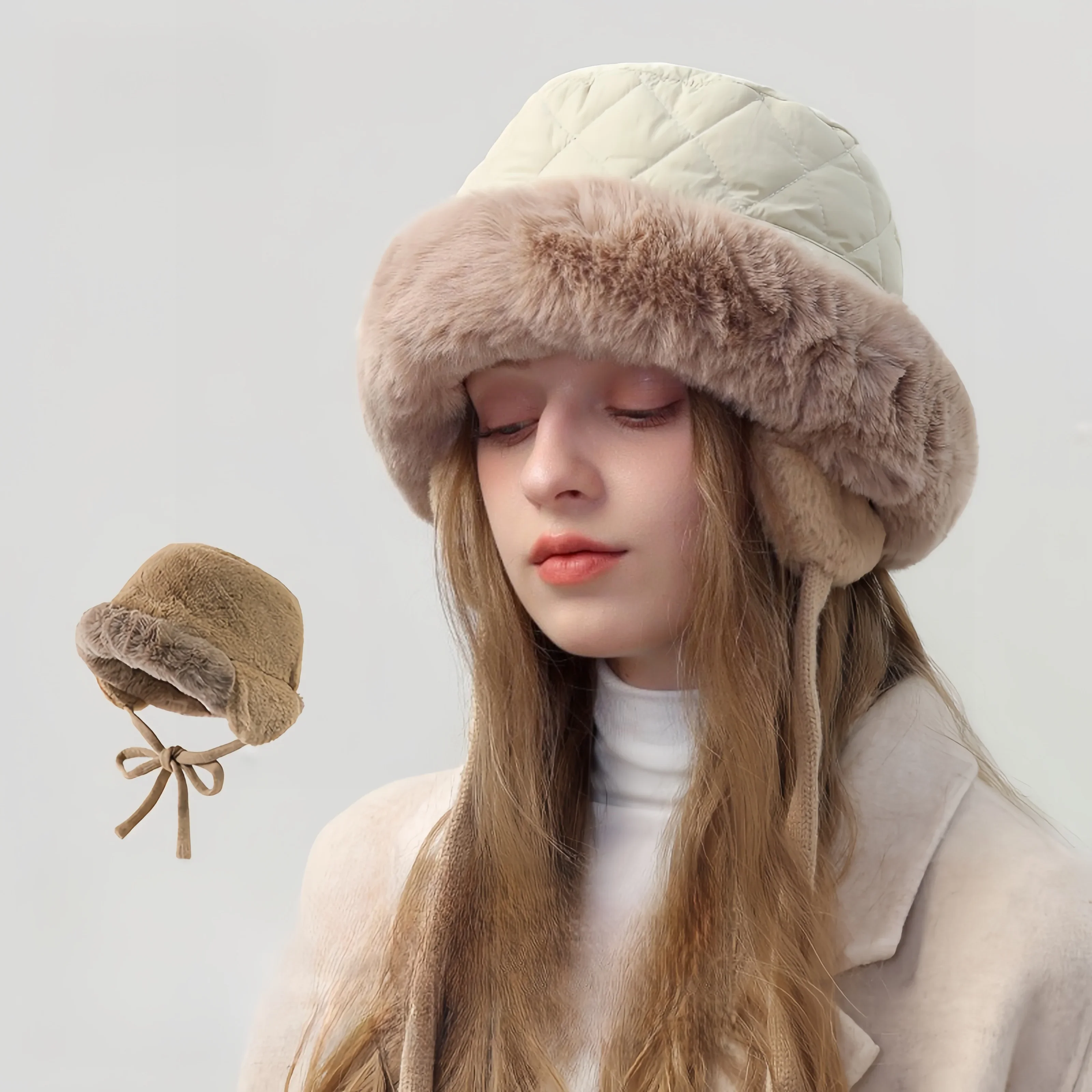 Perfect Thicken Faux Fur Fluffy Bucket Hat Keep Warm Winter Hat Panama Cap Fancy Top hat Photography Formal Hat for Ladies Women