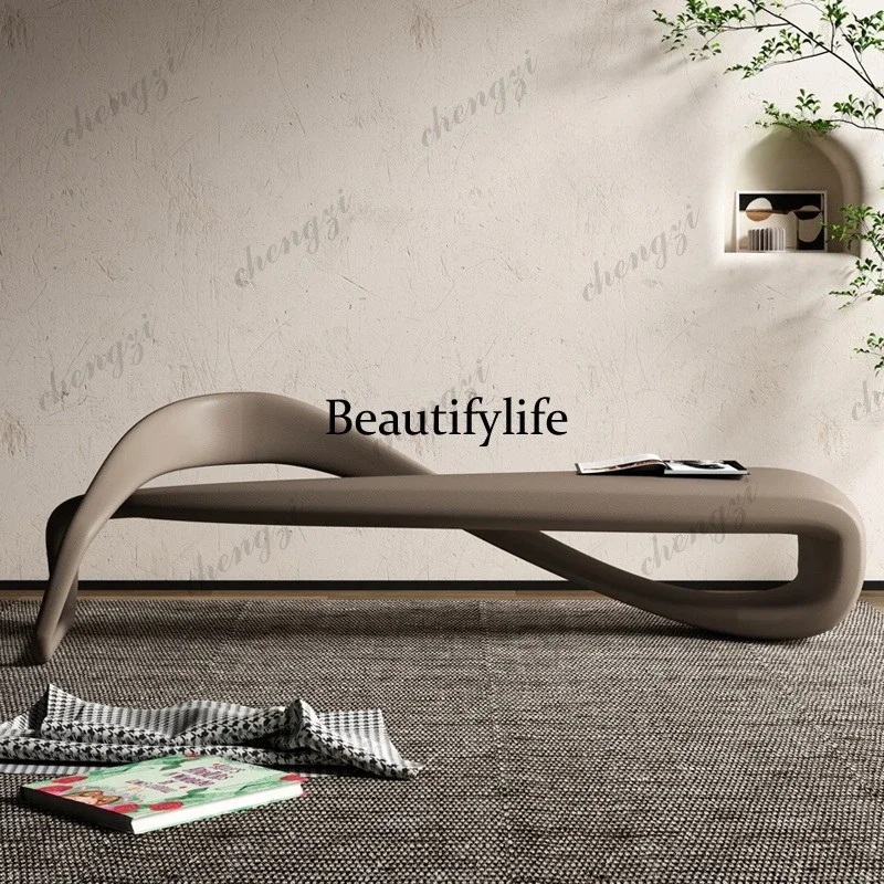 07 Shoe changing stool at the door, wearing shoe stool, entering the door, high-end cloakroom, sofa, long striped bed stool