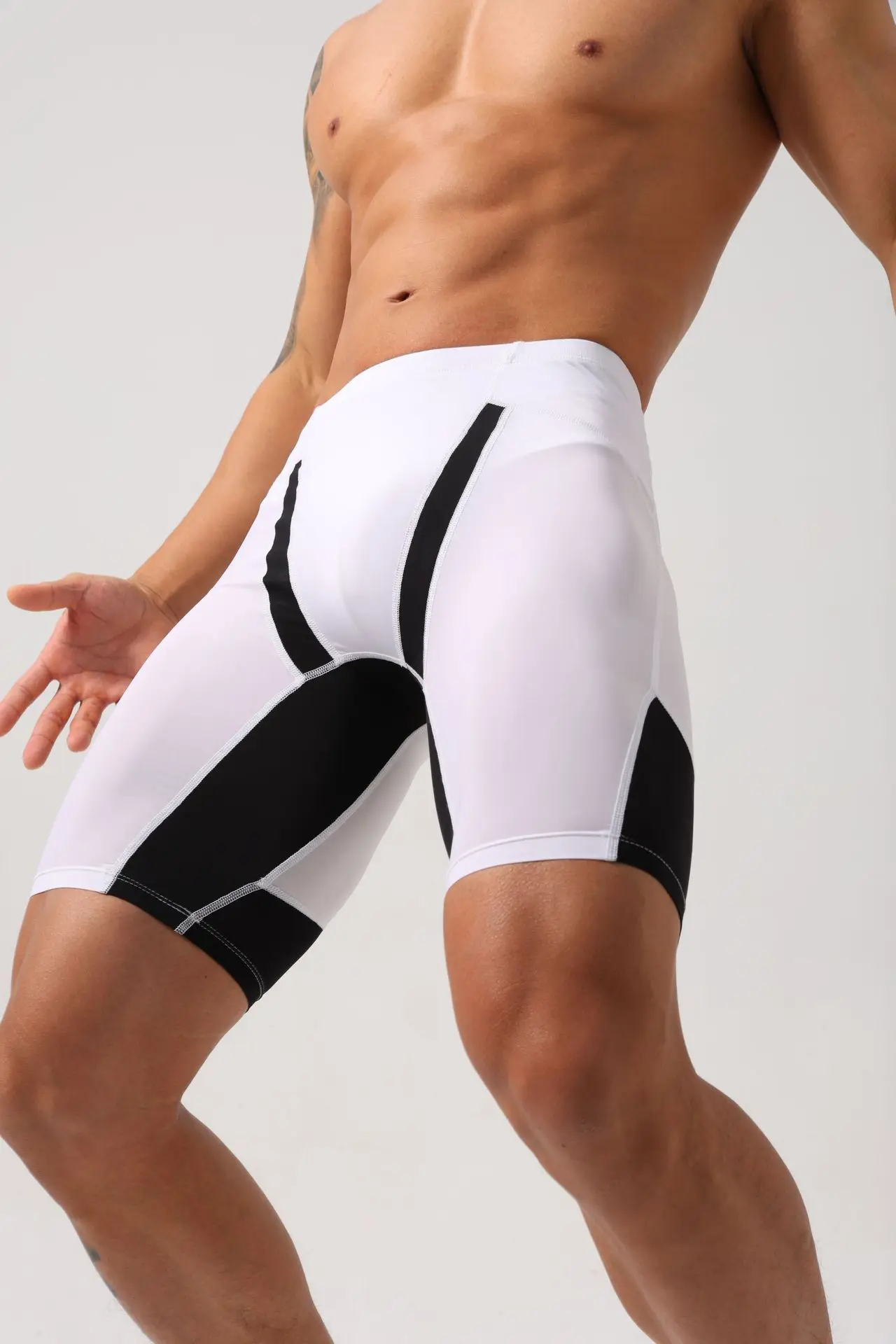 Heren ijszijde superelastisch sneldrogend comfortabel strak passend compressie fitnesspak voor hardlopen gymtraining zomer