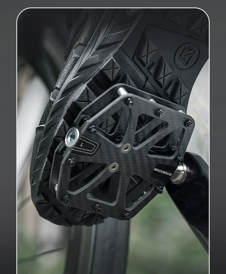 ROCKBROS Ultraleichte Carbonfaser-Pedale 3-Lager MTB Fahrradpedale Kraftsparend Wasserdicht Rutschfest für Straßen- und Mountainbikes – Detail 9