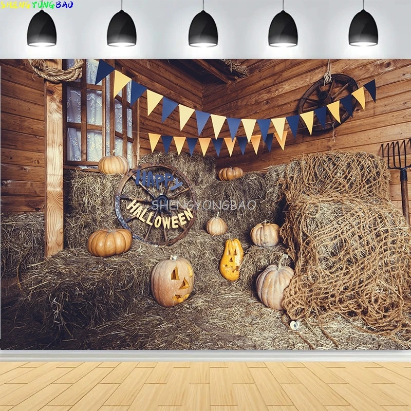 Halloween Day Spooky Backdrop lanterns Cobwebs Creepy Vanity Filled Wicked Eerie Evil Scary Dark Night Forest Background OA-04