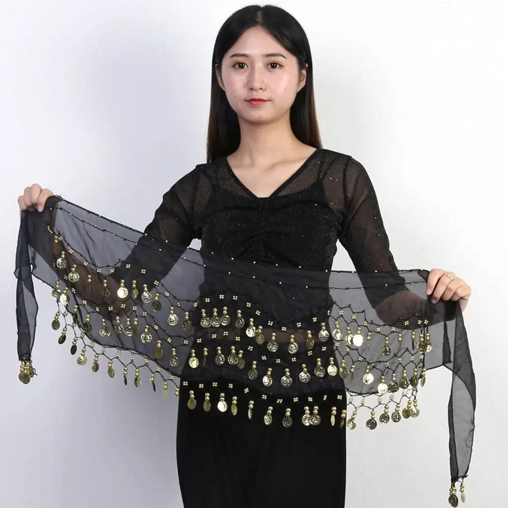 สําหรับประเทศไทย/อินเดีย/อาหรับSequinsแสดงเครื่องแต่งกายผ้าพันคอสะโพกBelly Danceเข็มขัดDancerกระโปรงเอว