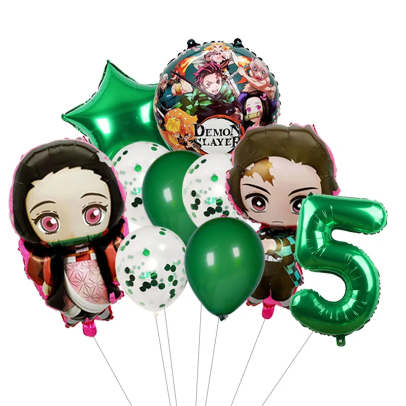 Cool Demon Slayer Theme Tanjiro Nezuko Kamado Theme Foil Balloons Set Balloon Kids Birthday Gifts Number Balloon Supplies Gifts - view 6