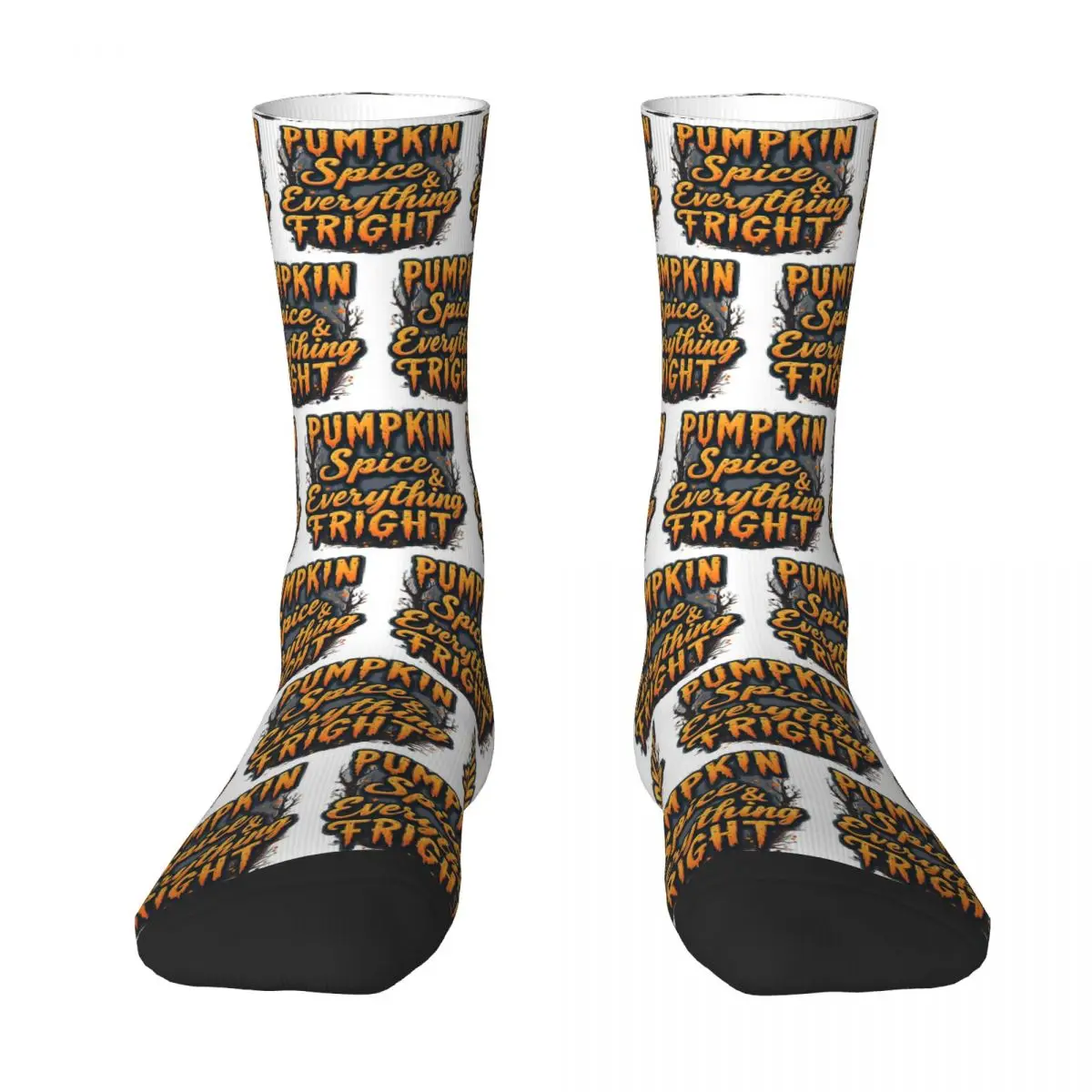 Halloween Quote Pumpkin Spice And Everything Fright Socks Harajuku Soft Stockings All Season Long Socks for Unisex Christmas