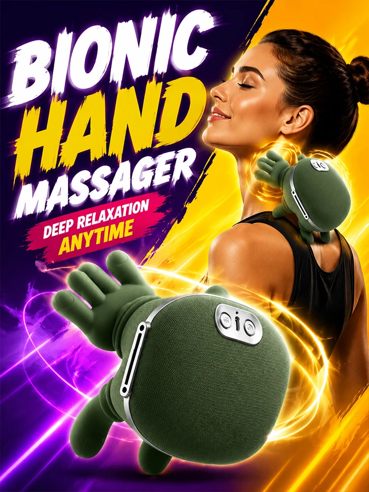 Neck Massager Deep Tissue Shiatsu Shoulder Massage Machine Bionic Human Hand Design with Dual Heat Function for Daily Relaxation