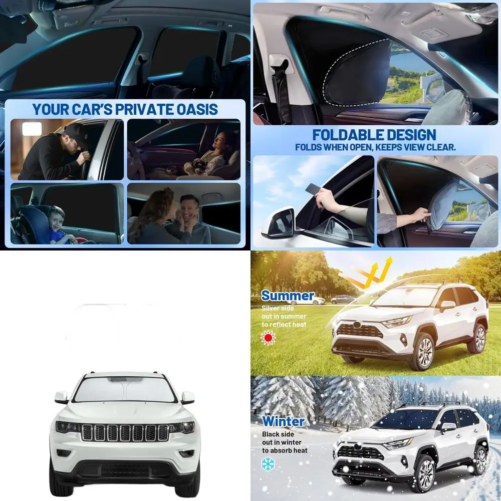 

8-Piece Side Window Sunshades Set with Memory Foam and Blackout Fabric for Privacy, UV Protection, Ideal for Camping and Travel