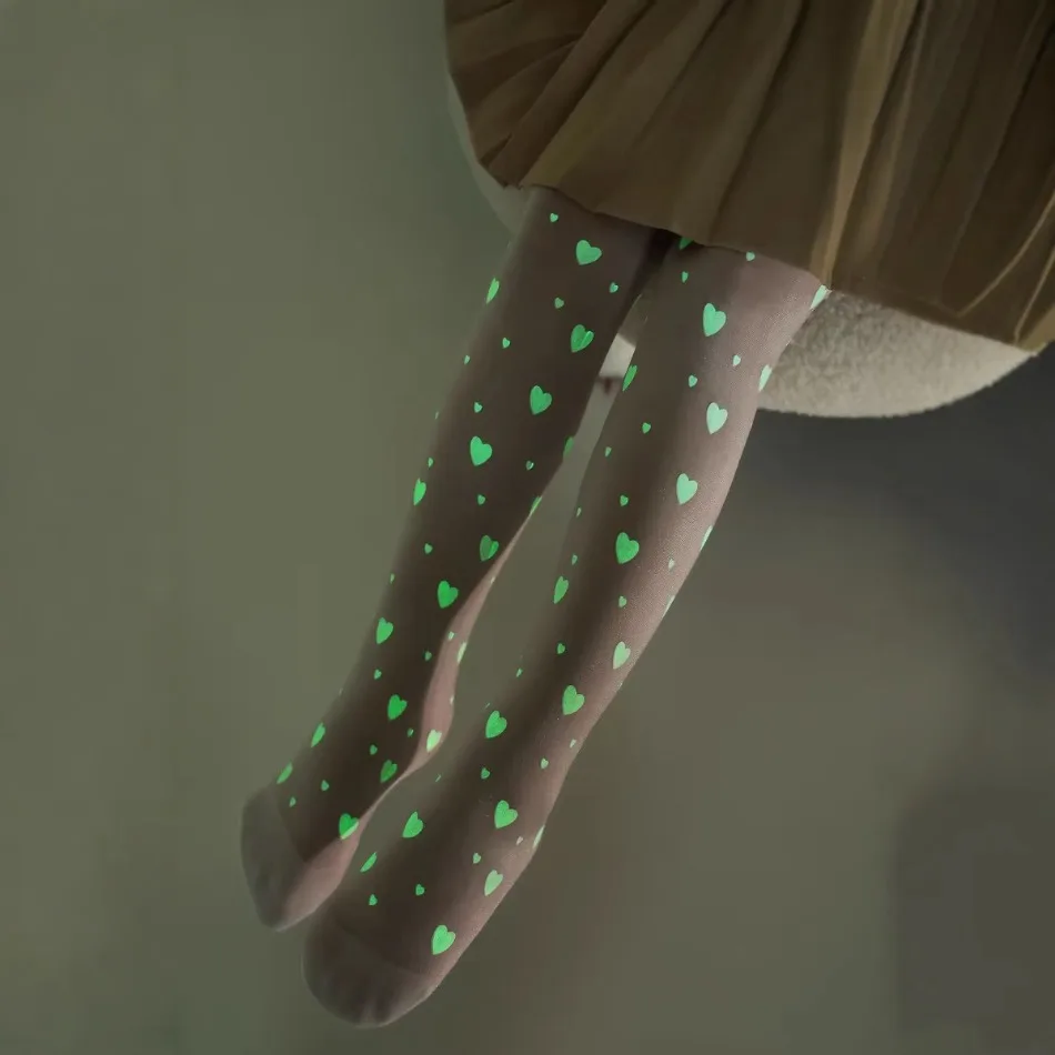 Kid Glow In The Dark Star Tights Sheer Luminous Star Smile Heart Butterfly Pattern Pantyhose Girls Halloween Party Socks XH42