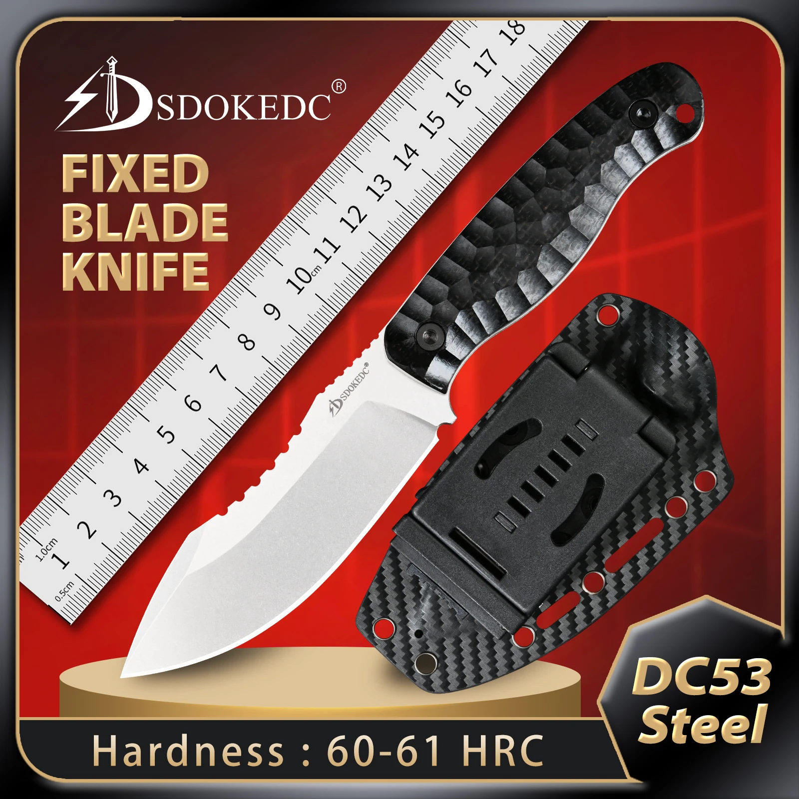 

SDOKEDC Fixed Blade Edc Multitool Knife unique knives DC53 Steel Micarta Handle Camping Knife Box Cutter Outdoor Mens Gifts