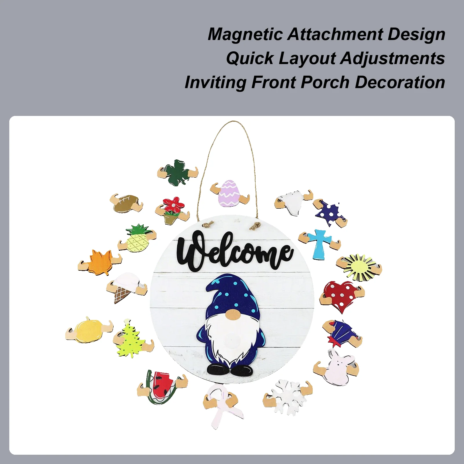 Welcome Sign Magnetic Wooden Gnome Decor Holiday Decor Wooden Welcome Sign For Indoor Wall Window Living Room Entrance Garden