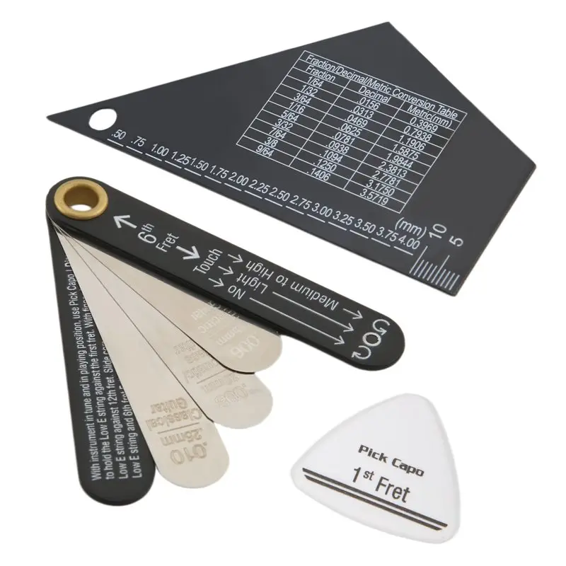 A99I-Guitar Luthier Tools Set Guitar Neck Fingerboard Measuring Ruler Neck Adjuster Relief Gauge Tool Truss Rod Included