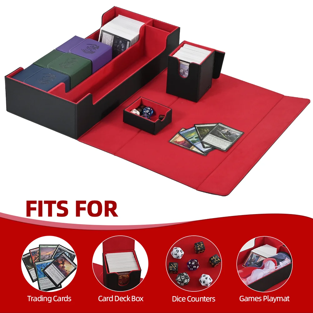 Kartendeckbox für Yugioh MTG, 7-in-1-Kartenaufbewahrungsbox mit Würfelablage für 2400 + Karten, inklusive 5 kleinen Kartenetuis, passend für TCG CCG-Karte
