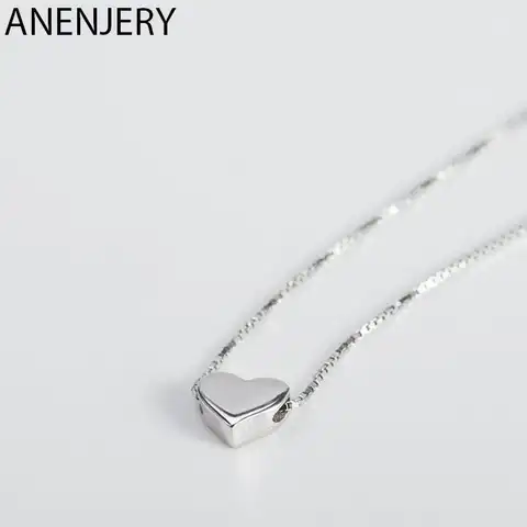 ANENJERY 여성을위한 간단한 925 스털링 실버 럭키 비즈 목걸이 짧은 체인 초커 collares S-N554