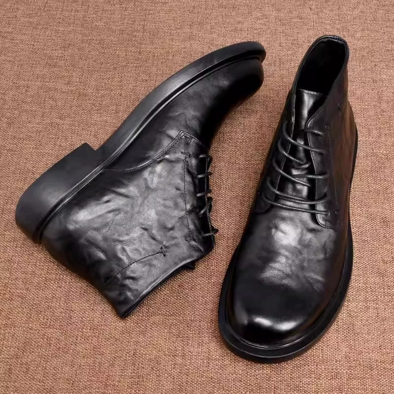2025 Genuine Leather Men's Boots Winter/ Autumn New Business Classic Casual Black Ankle Boots Formal Business Dress shoes