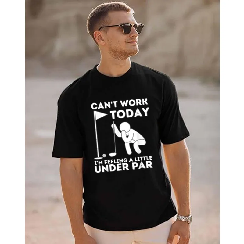 今日は仕事に行けない、ちょっとパーカット気味 - ゴルフTシャツ ノベルティギフト ゴルフ愛好家 プレーヤー 皮肉な言葉入りTシャツ Y2Kファッション