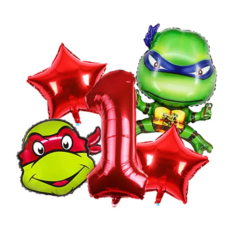 Ninja Turtles Cartoon Inflatable Balloons Set Kids Boys Birthday Party Decorations Photo Booth Props Globos