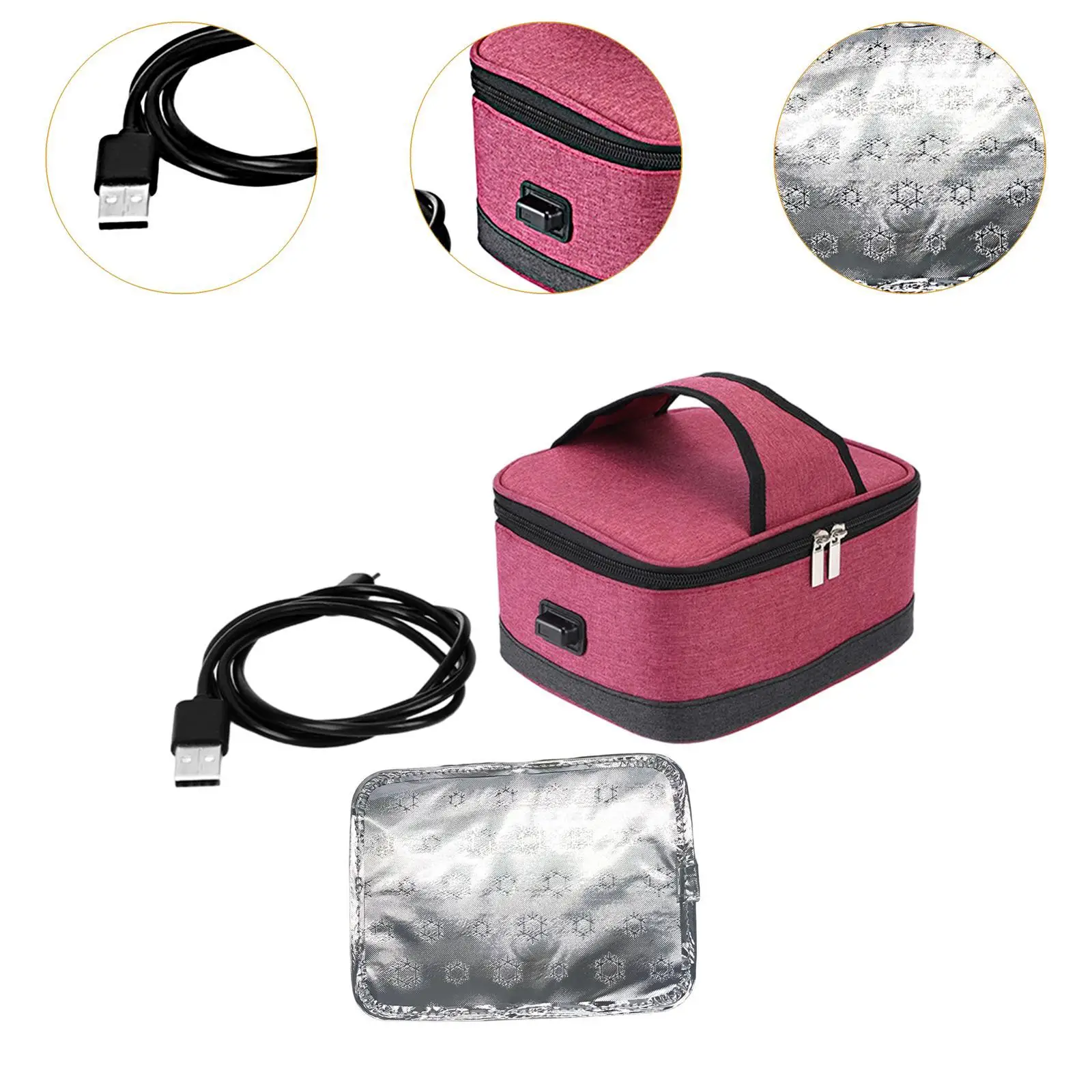 Heated Lunch Box Thermal Bag Portable Food Heater for Office Cooking Camping