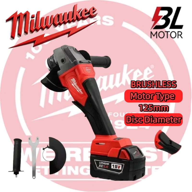 

Milwaukee 125 мм Бесщеточная угловая шлифовальная машина для полировки и резки без блокировки лопастного переключателя электрические аккумуляторные электроинструменты