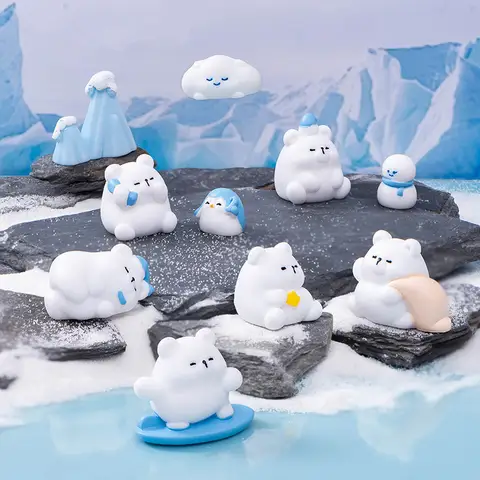 피규어 미니어처 귀여운 만화 북극곰 송진 마이크로 풍경 장식품, 홈 장식, 방 장식, DIY 액세서리