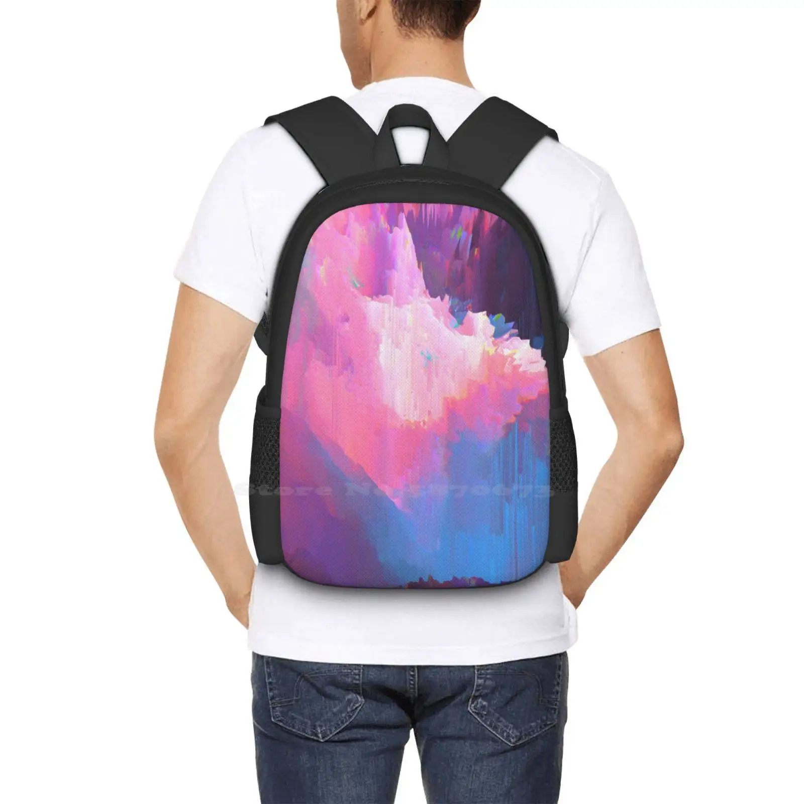 Humilde-Unisex colorido arte digital fluido acrílico mochila, bolsa de estudante, psicodélico saco, estética, ácido, Trippy, recém-chegados