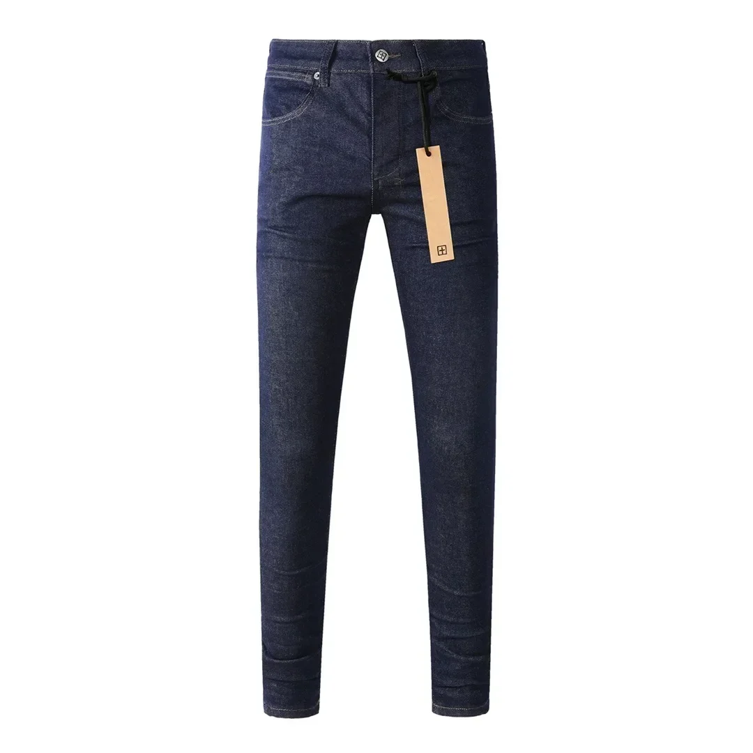 Fashion KSUBI Cross Jeans Men Dark Blue High Street Paint Hole Trend Low Rise Stretch Skinny Pleated Ripped Frayed Trousers