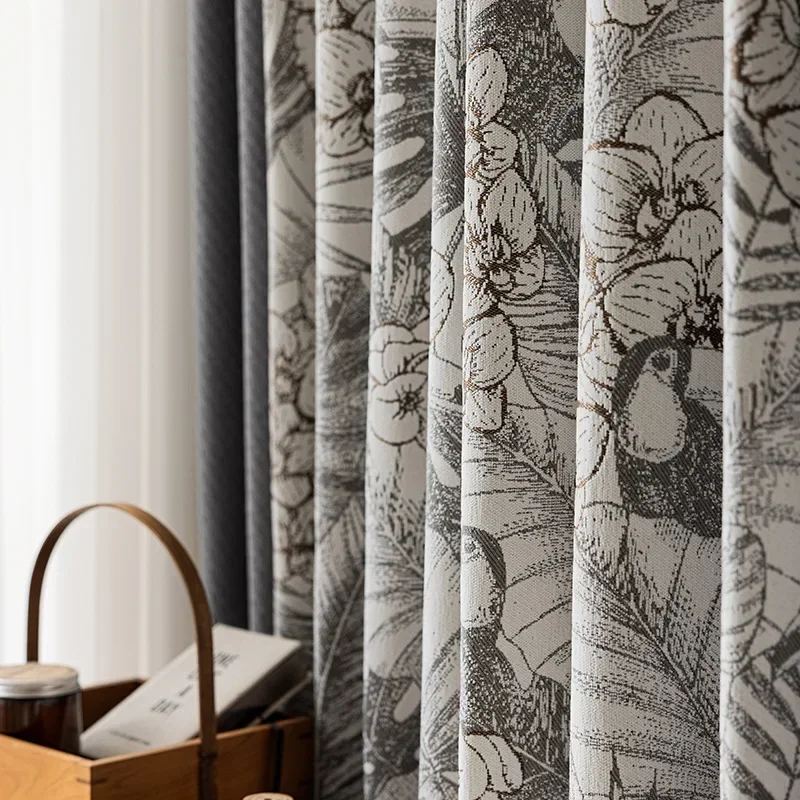 French American Retro Luxury Chenille Jacquard Blackout Curtains New Chinese Hot Style for Living Bedroom Custom Size Decor
