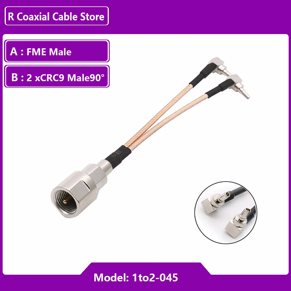 RF coassiale RG316 cavo F femmina a 2 xts9 CRC9 Male90 connettore a ° Y tipo Splitter combinatore Jumper Pigtail adattatore Router Antenna
