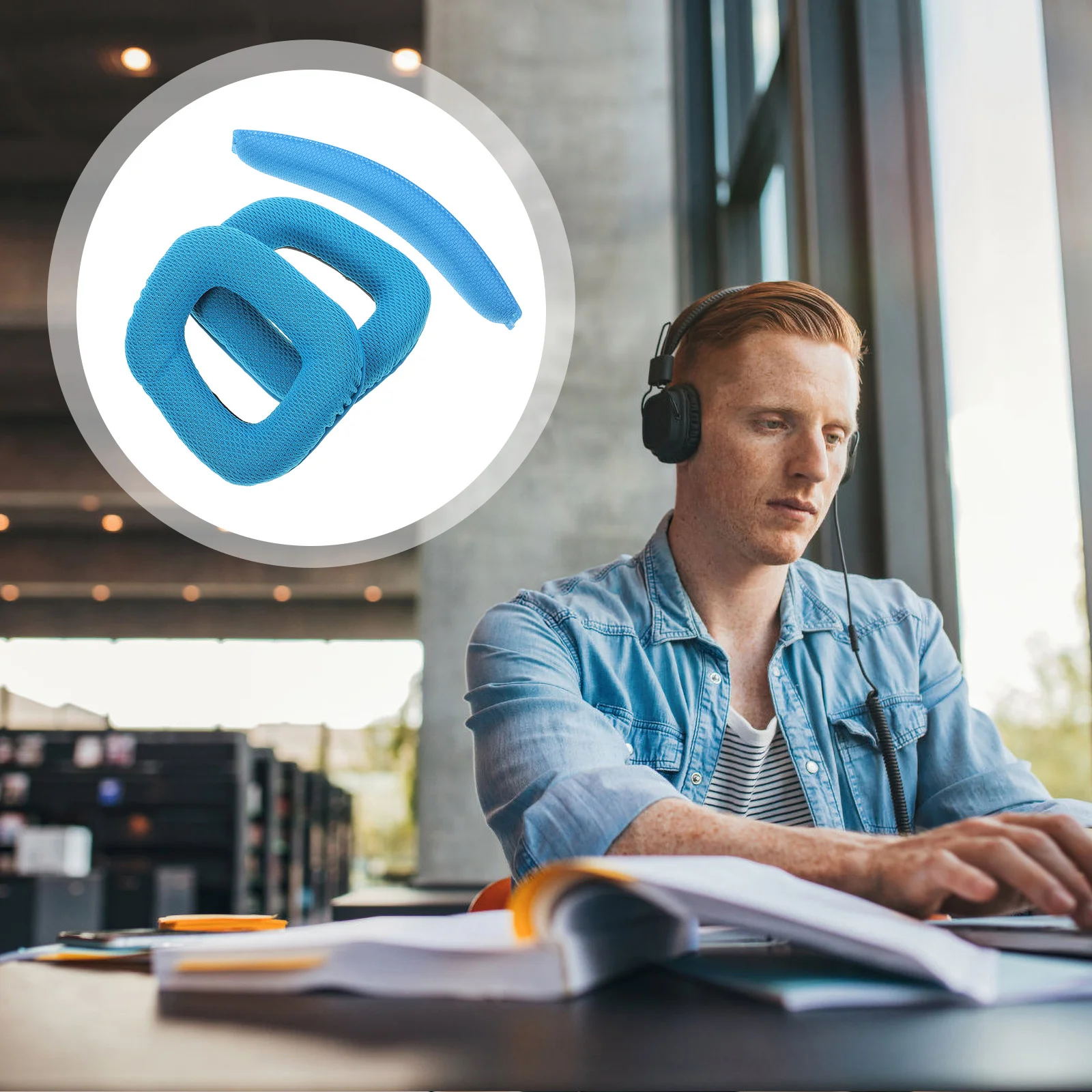 

A Pair of Headphone Ear Pads and One Headband Cushion Pad Replacement for G430 G930 Soft Comfortable Breathable Foam Mesh