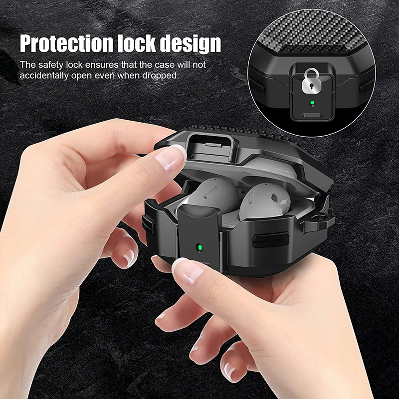 Carbon Fiber Switch Lock Case For Samsung Galaxy Buds 2 Shockproof Full Cover Earphone Cover For Samsung Buds Live/Pro/2 Pro