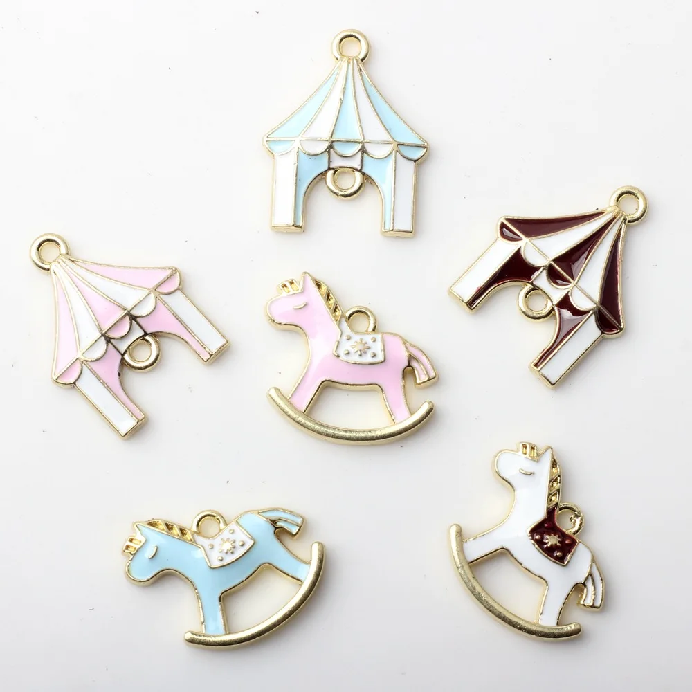 Colorful Carousel Charms Zinc Alloy Pendant Accessory for DIY Jewelry Necklace Earrings Bracelets 10pcs/lot