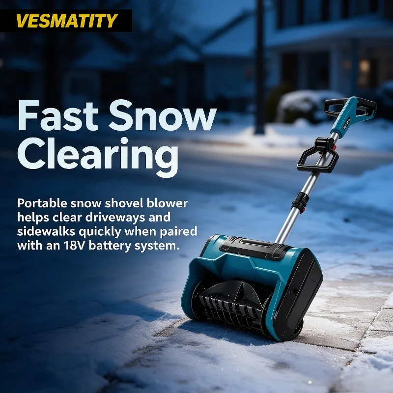 Portable Cordless Foldable Electric Snow Shovel Blower Snow Remover for Fast Sidewalk Driveway Clearing For 18V Battery