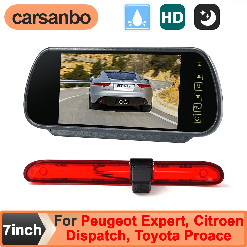 Carsanbo Parking Reverse 1080P CCD Car Rearview Camera Brake Light for Peugeot Expert, Citroen Dispatch, Toyota Proace Van 2016+