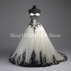 Black White Gothic Embroidered Wedding Dress Exquisite Plunge Corset Mermaid Customised A-Line Long vestidos