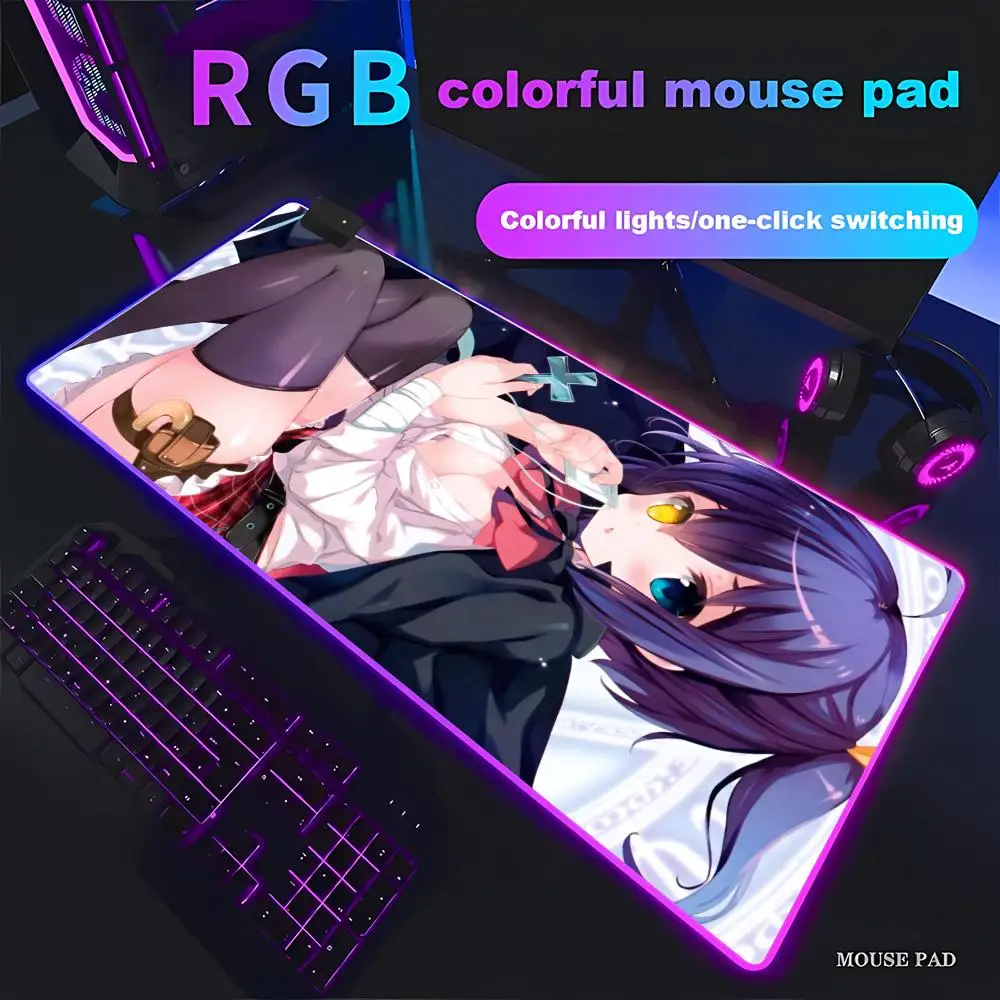 

Takanashi Rikka Mouse Pad Animation Games Beautiful RGB Pad Gamer Large LED Light Computer pad for Chuunibyou Demo Koi ga Shitai